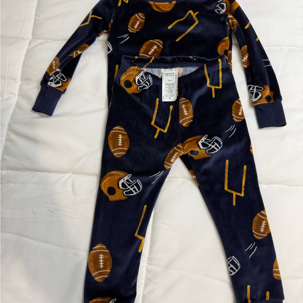 Carter's Navy Football Print Kids One-Piece Footie
